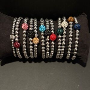 Rustic Cuff Silver Bracelet Set with Colorful Beads